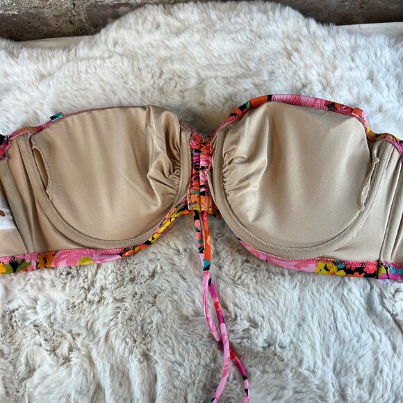 NWT Shade & Shore Floral Multi Colored Bikini Top Removeable Pads Size XL - Picture 6 of 6